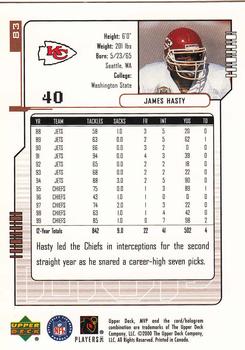 2000 Upper Deck MVP #83 James Hasty Back