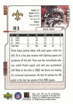 2000 Upper Deck MVP #103 Keith Poole Back