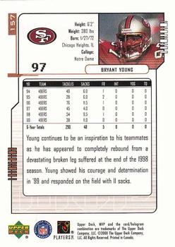 2000 Upper Deck MVP #157 Bryant Young Back