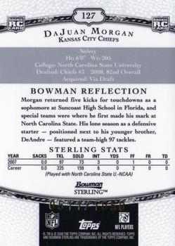 2008 Bowman Sterling - Gold Rookie Autographs #127 DaJuan Morgan Back