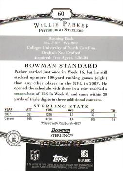2008 Bowman Sterling - Jerseys Blue #60 Willie Parker Back