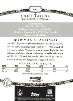 2008 Bowman Sterling - Jerseys Blue #66 Fred Taylor Back