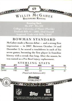 2008 Bowman Sterling - Jerseys Blue #69 Willis McGahee Back