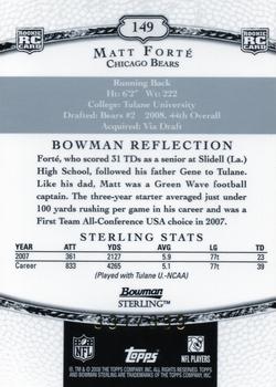 2008 Bowman Sterling - Jerseys Blue #149 Matt Forte Back