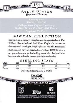 2008 Bowman Sterling - Jerseys Blue #154 Steve Slaton Back