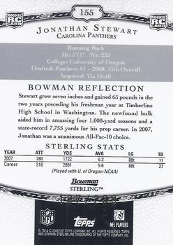 2008 Bowman Sterling - Jerseys Green #155 Jonathan Stewart Back