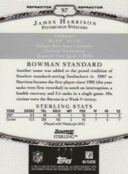 2008 Bowman Sterling - Red Refractors #97 James Harrison Back