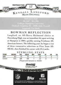 2008 Bowman Sterling - Refractors #17 Kendall Langford Back