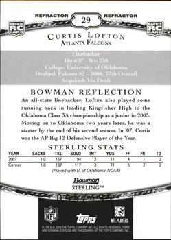 2008 Bowman Sterling - Refractors #29 Curtis Lofton Back