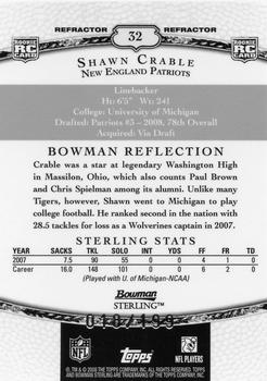 2008 Bowman Sterling - Refractors #32 Shawn Crable Back