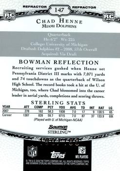 2008 Bowman Sterling - Refractors #147 Chad Henne Back