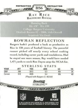 2008 Bowman Sterling - Rookie Blue Refractors #BS6 Ray Rice Back
