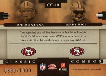 2008 Donruss Classics - Classic Combos #CC-10 Joe Montana / Jerry Rice Back
