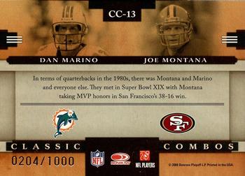 2008 Donruss Classics - Classic Combos #CC-13 Dan Marino / Joe Montana Back