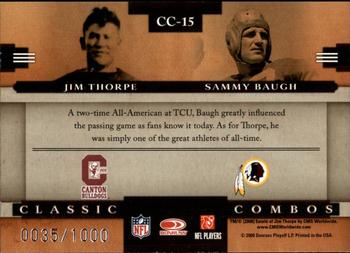 2008 Donruss Classics - Classic Combos #CC-15 Jim Thorpe / Sammy Baugh Back