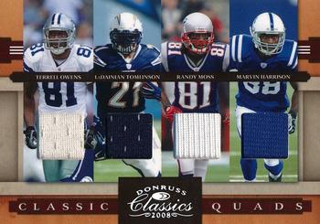 2008 Donruss Classics - Classic Quads Jerseys #CQ-4 Terrell Owens / LaDainian Tomlinson / Randy Moss / Marvin Harrison Front