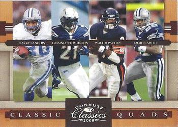 2008 Donruss Classics - Classic Quads Silver Holofoil #CQ-7 Barry Sanders / LaDainian Tomlinson / Walter Payton / Emmitt Smith Front