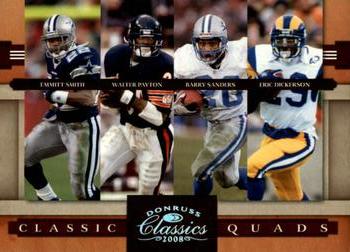 2008 Donruss Classics - Classic Quads Silver Holofoil #CQ-9 Emmitt Smith / Walter Payton / Barry Sanders / Eric Dickerson Front