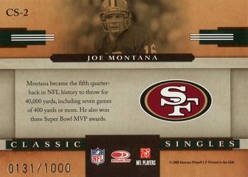 2008 Donruss Classics - Classic Singles #CS-2 Joe Montana Back