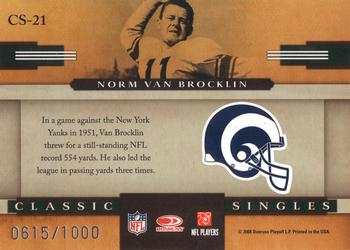 2008 Donruss Classics - Classic Singles #CS-21 Norm Van Brocklin Back