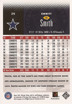 2000 Upper Deck Ultimate Victory #26 Emmitt Smith Back
