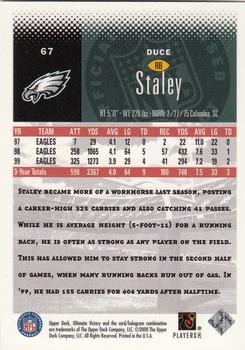 2000 Upper Deck Ultimate Victory #67 Duce Staley Back