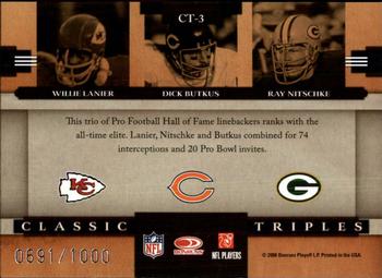 2008 Donruss Classics - Classic Triples #CT-3 Willie Lanier / Dick Butkus / Ray Nitschke Back