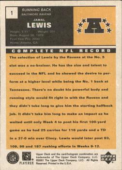 2000 Upper Deck Vintage Preview #1 Jamal Lewis Back