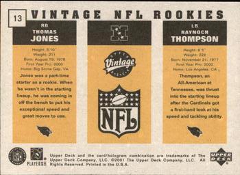 2000 Upper Deck Vintage Preview #13 Raynoch Thompson / Thomas Jones Back