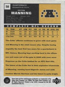2000 Upper Deck Vintage Preview #58 Peyton Manning Back
