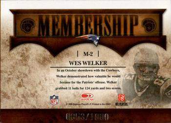 2008 Donruss Classics - Membership #M-2 Wes Welker Back