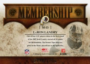 2008 Donruss Classics - Membership #M-15 LaRon Landry Back