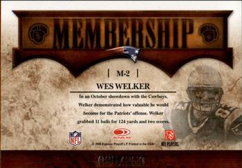 2008 Donruss Classics - Membership Silver Holofoil #M-2 Wes Welker Back