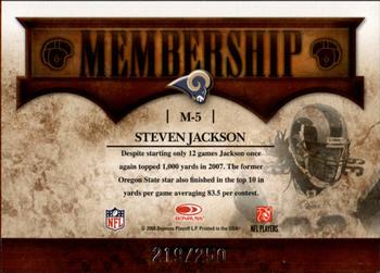 2008 Donruss Classics - Membership Silver Holofoil #M-5 Steven Jackson Back