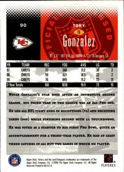 2000 Upper Deck Victory #90 Tony Gonzalez Back