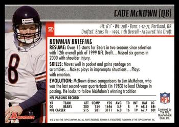 2001 Bowman #19 Cade McNown Back