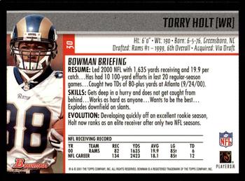 2001 Bowman #30 Torry Holt Back