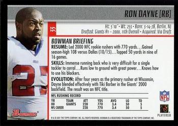 2001 Bowman #33 Ron Dayne Back