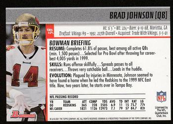 2001 Bowman #38 Brad Johnson Back