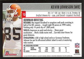 2001 Bowman #45 Kevin Johnson Back