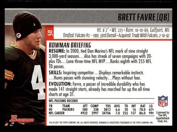 2001 Bowman #50 Brett Favre Back