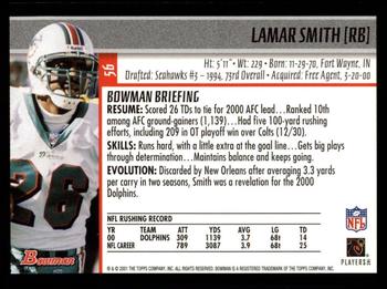 2001 Bowman #56 Lamar Smith Back