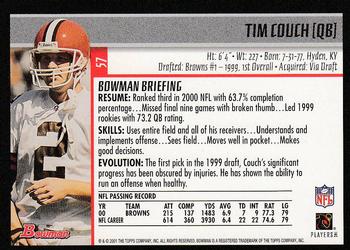 2001 Bowman #57 Tim Couch Back