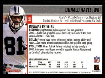 2001 Bowman #60 Donald Hayes Back