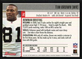 2001 Bowman #64 Tim Brown Back