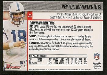 2001 Bowman #67 Peyton Manning Back