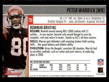 2001 Bowman #68 Peter Warrick Back