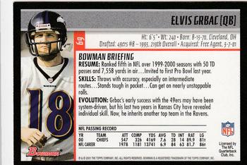 2001 Bowman #69 Elvis Grbac Back