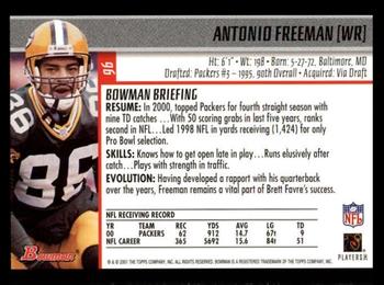 2001 Bowman #96 Antonio Freeman Back
