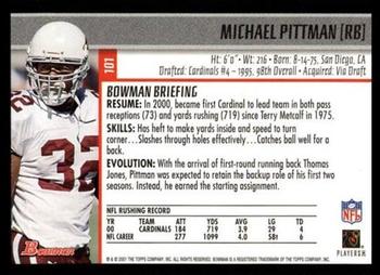 2001 Bowman #101 Michael Pittman Back